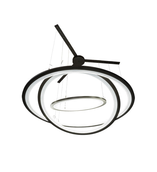 Meyda Lighting Anillo 75" 3-Ring LED Bronze Cascading Pendant Light With Frosted Clear Contrail Mist Idalight Shade