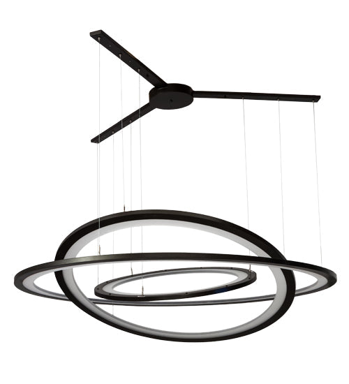 Meyda Lighting Anillo 75" 3-Ring LED Bronze Cascading Pendant Light With Frosted Clear Contrail Mist Idalight Shade
