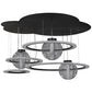Meyda Lighting Anillo 84" 4-Light LED Solar Black Bola Cascading Pendant Light With Contrail Mist Idalight Shade