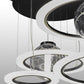 Meyda Lighting Anillo 84" 4-Light LED Solar Black Bola Cascading Pendant Light With Contrail Mist Idalight Shade