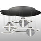 Meyda Lighting Anillo 84" 4-Light LED Solar Black Bola Cascading Pendant Light With Contrail Mist Idalight Shade