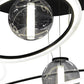 Meyda Lighting Anillo 84" 4-Light LED Solar Black Bola Cascading Pendant Light With Stauario Idalight and Crystal Idalight Shade