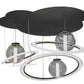 Meyda Lighting Anillo 84" 4-Light LED Solar Black Bola Cascading Pendant Light With Stauario Idalight and Crystal Idalight Shade