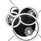 Meyda Lighting Anillo 84" 4-Light LED Solar Black Bola Cascading Pendant Light With Stauario Idalight and Crystal Idalight Shade