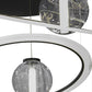 Meyda Lighting Anillo 84" 4-Light LED Solar Black Bola Cascading Pendant Light With Stauario Idalight and Crystal Idalight Shade