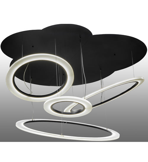 Meyda Lighting Anillo 84" 4-Light LED Solar Black Tilt Cascading Pendant Light With Statuario Idalight Shade