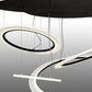 Meyda Lighting Anillo 84" 4-Light LED Solar Black Tilt Cascading Pendant Light With Statuario Idalight Shade