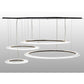 Meyda Lighting Anillo 84" 4-Ring LED Solar Black Cascading Pendant Light With Crystal Idalight Shade Glass
