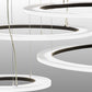 Meyda Lighting Anillo 84" 4-Ring LED Solar Black Cascading Pendant Light With Crystal Idalight Shade Glass