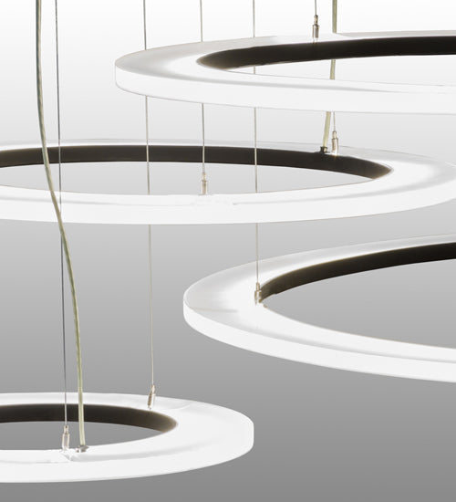 Meyda Lighting Anillo 84" 4-Ring LED Solar Black Cascading Pendant Light With Crystal Idalight Shade Glass