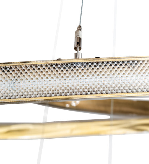 Meyda Lighting Anillo 84" 5-Ring LED Brass Tint Cascading Chandelier With Clear Frustum Idalight Shade