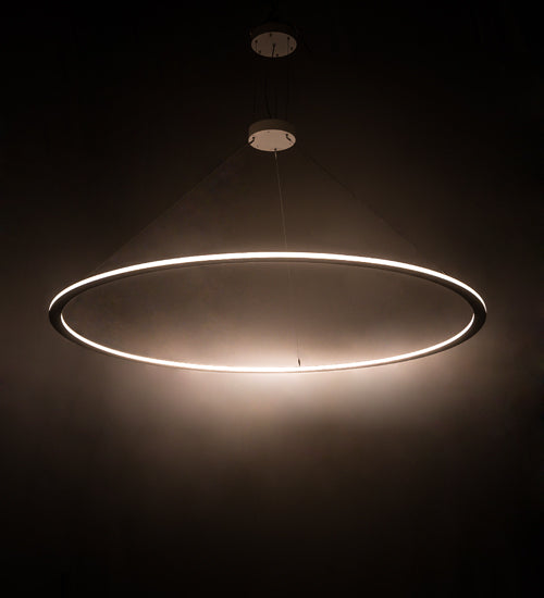 Meyda Lighting Anillo 84" LED Glossy White Gemini Pendant Light With White Frosted Contrail Mist Idalight Shade Glass