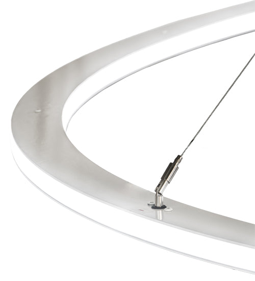 Meyda Lighting Anillo 84" LED Glossy White Gemini Pendant Light With White Frosted Contrail Mist Idalight Shade Glass