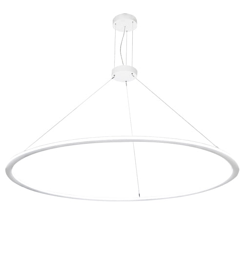 Meyda Lighting Anillo 84" LED Glossy White Gemini Pendant Light With White Frosted Contrail Mist Idalight Shade Glass