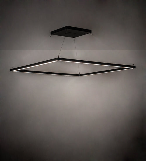 Meyda Lighting Anillo 85" LED Flat Black Quadrato Pendant Light With White Statuario Idalight Shade