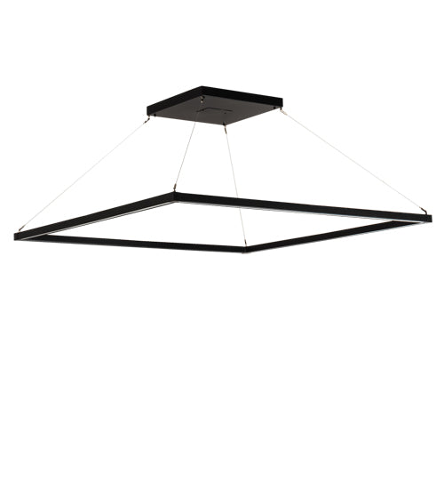 Meyda Lighting Anillo 85" LED Flat Black Quadrato Pendant Light With White Statuario Idalight Shade
