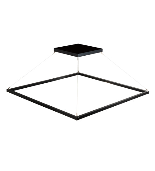 Meyda Lighting Anillo 85" LED Flat Black Quadrato Pendant Light With White Statuario Idalight Shade