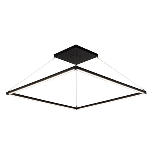 Meyda Lighting Anillo 85" LED Flat Black Quadrato Pendant Light With White Statuario Idalight Shade