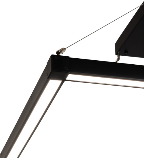 Meyda Lighting Anillo 85" LED Flat Black Quadrato Pendant Light With White Statuario Idalight Shade