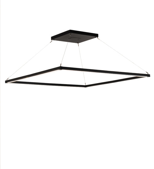 Meyda Lighting Anillo 85" LED Flat Black Quadrato Pendant Light With White Statuario Idalight Shade