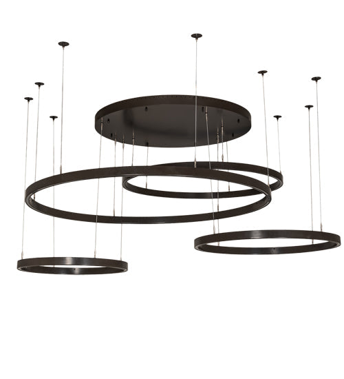 Meyda Lighting Anillo 87" 4-Ring LED Timeless Bronze Pendant Light With White Statuario Idalight Shade