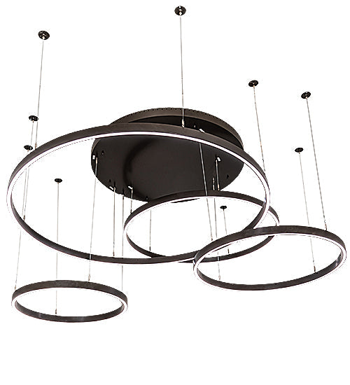 Meyda Lighting Anillo 87" 4-Ring LED Timeless Bronze Pendant Light With White Statuario Idalight Shade
