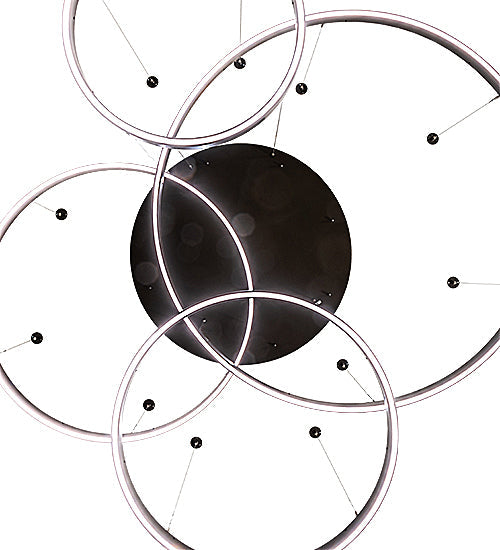 Meyda Lighting Anillo 87" 4-Ring LED Timeless Bronze Pendant Light With White Statuario Idalight Shade