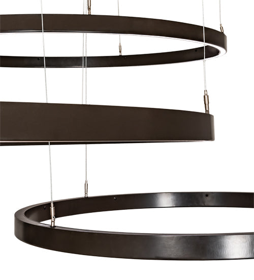 Meyda Lighting Anillo 87" 4-Ring LED Timeless Bronze Pendant Light With White Statuario Idalight Shade
