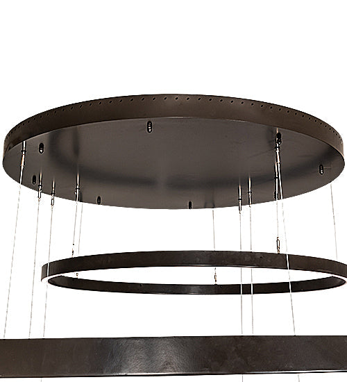 Meyda Lighting Anillo 87" 4-Ring LED Timeless Bronze Pendant Light With White Statuario Idalight Shade