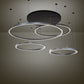 Meyda Lighting Anillo 96" 4-Ring LED Pewter Cascading Pendant Light With White Statuario Idalight Shade