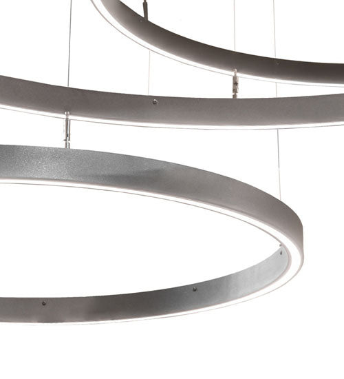 Meyda Lighting Anillo 96" 4-Ring LED Pewter Cascading Pendant Light With White Statuario Idalight Shade
