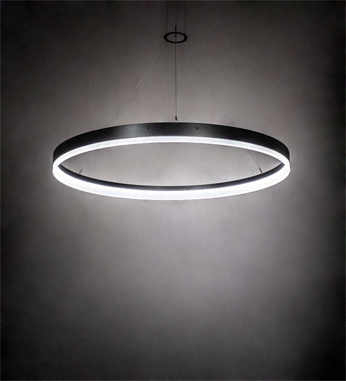 Meyda Lighting Anillo Apollonia 213855 60" LED Textured Black Pendant Light With White Contrail Mist Idalight Shade