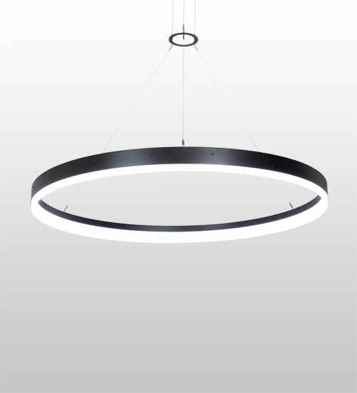 Meyda Lighting Anillo Apollonia 213855 60" LED Textured Black Pendant Light With White Contrail Mist Idalight Shade