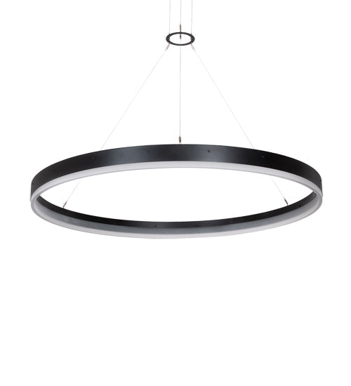 Meyda Lighting Anillo Apollonia 213855 60" LED Textured Black Pendant Light With White Contrail Mist Idalight Shade