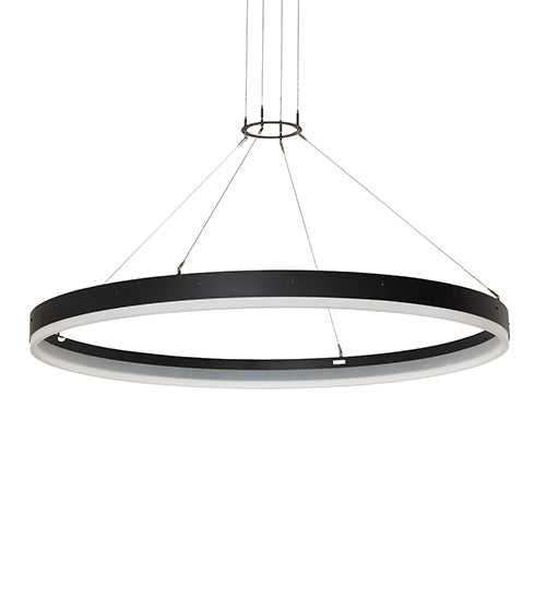 Meyda Lighting Anillo Apollonia 60" LED Solar Black Pendant Light With White Contrail Mist Shade