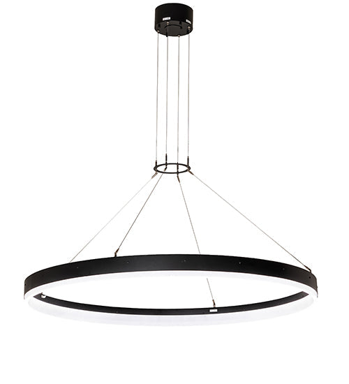 Meyda Lighting Anillo Apollonia 60" LED Solar Black Pendant Light With White Contrail Mist Shade
