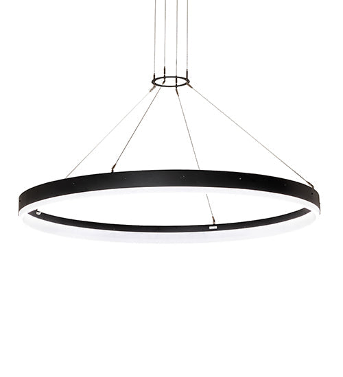 Meyda Lighting Anillo Apollonia 60" LED Solar Black Pendant Light With White Contrail Mist Shade