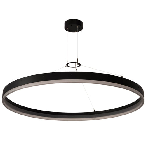 Meyda Lighting Anillo Apollonia 60" LED Textured Black Pendant Light With White Contrail Mist Idalight Shade