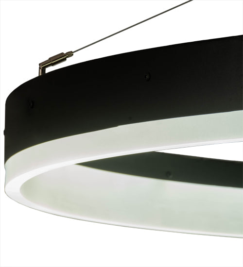 Meyda Lighting Anillo Apollonia 60" LED Textured Black Pendant Light With White Contrail Mist Idalight Shade