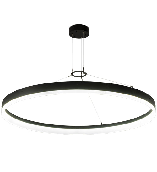 Meyda Lighting Anillo Apollonia 60" LED Textured Black Pendant Light With White Contrail Mist Idalight Shade