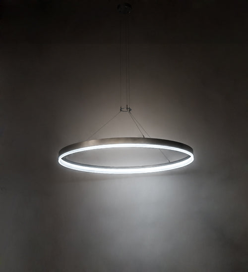 Meyda Lighting Anillo Apollonia 72" LED Nickel Pendant Light With Contrail Mist Idalight Shade