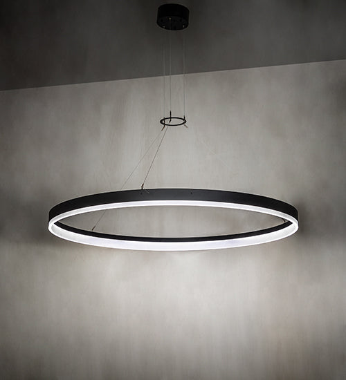 Meyda Lighting Anillo Apollonia 72" LED Textured Black Pendant Light With Contrail Mist Idalight Shade