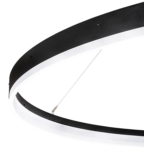Meyda Lighting Anillo Apollonia 72" LED Textured Black Pendant Light With Contrail Mist Idalight Shade