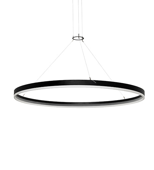 Meyda Lighting Anillo Apollonia 84" LED Textured Black Pendant Light With Frosted Clear Contrail Mist Idalight Shade