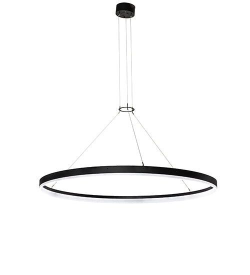 Meyda Lighting Anillo Apollonia 84" LED Textured Black Pendant Light With Frosted Clear Contrail Mist Idalight Shade