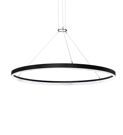 Meyda Lighting Anillo Apollonia 84" LED Textured Black Pendant Light With Frosted Clear Contrail Mist Idalight Shade