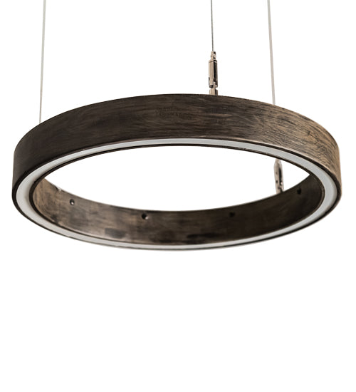 Meyda Lighting Anillo Halo 16" LED Florence Walnut Pendant Light With White Statuario Idalight Shade