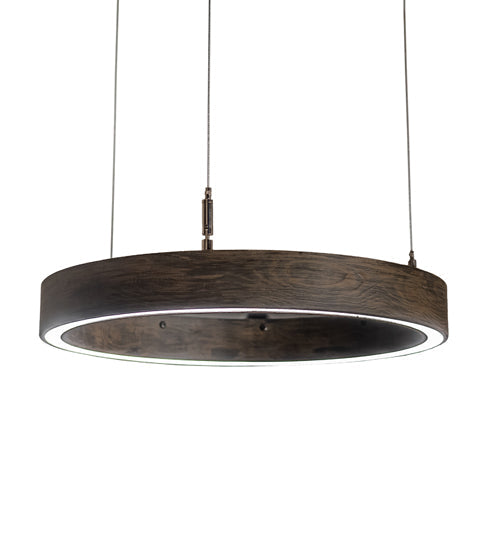 Meyda Lighting Anillo Halo 16" LED Florence Walnut Pendant Light With White Statuario Idalight Shade