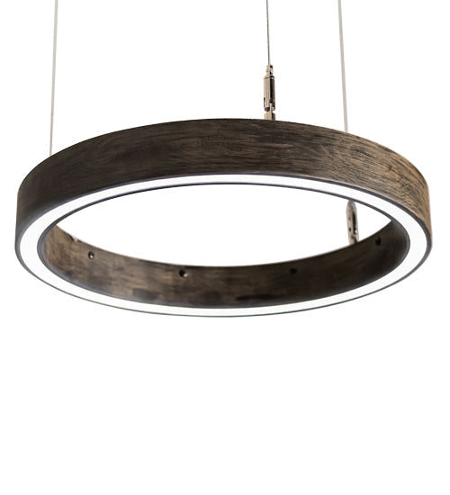 Meyda Lighting Anillo Halo 16" LED Florence Walnut Pendant Light With White Statuario Idalight Shade