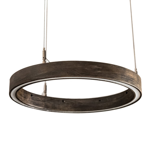 Meyda Lighting Anillo Halo 18" LED Florence Walnut Pendant Light With White Statuario Idalight Shade